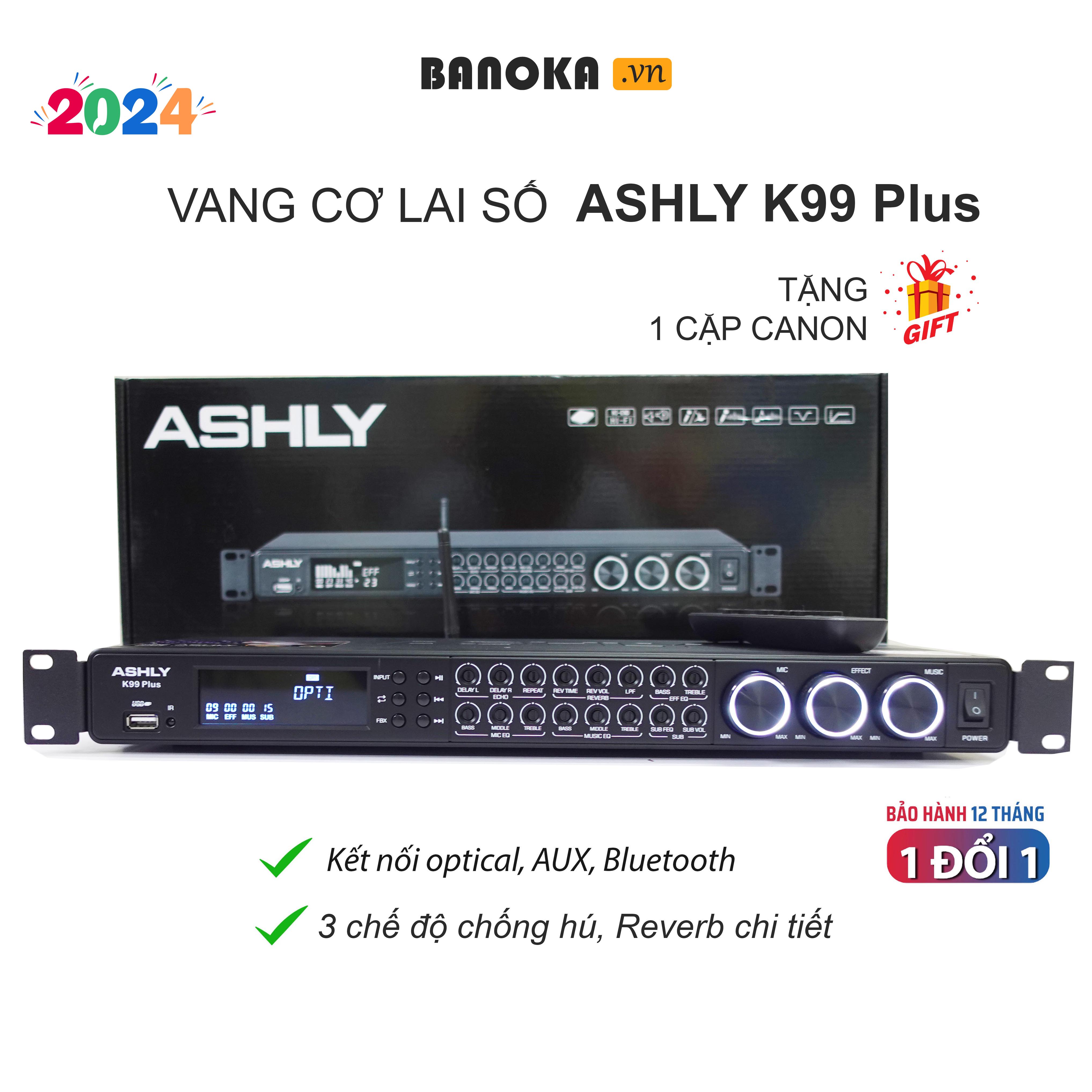 Vang cơ lai số Ashly K99 Plus, vang cơ cao cấp âm thanh chuyên nghiệp 3 chế độ chống hú